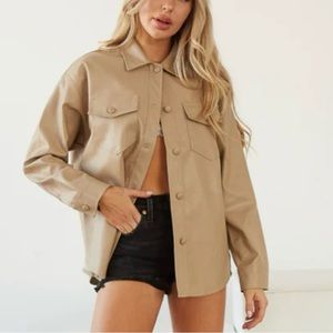 Faux leather oversized jacket